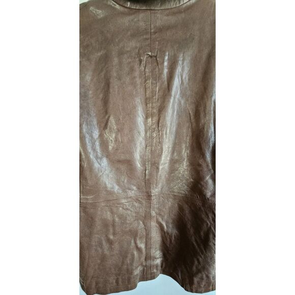 Eileen fish 100% Lamb leather jacket open front drapey‎ brown Sz M - Picture 10 of 11